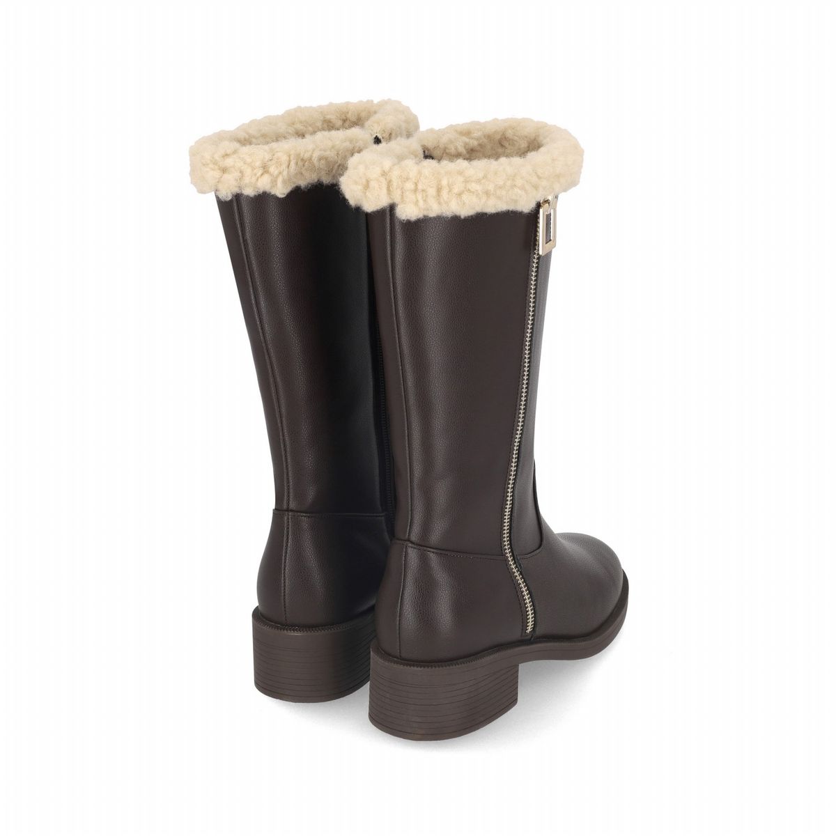 엘칸토(ELCANTO) 마쯔 여성 지퍼 디테일 퍼 하프 부츠 4.5cm LCWH23M34V
