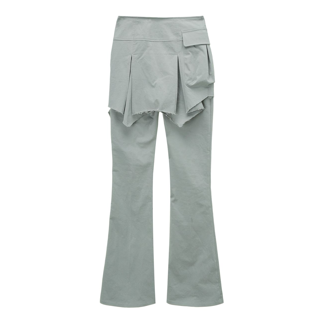 MUSINSA | HUG YOUR SKIN Flare skirt layered pants (light khaki)
