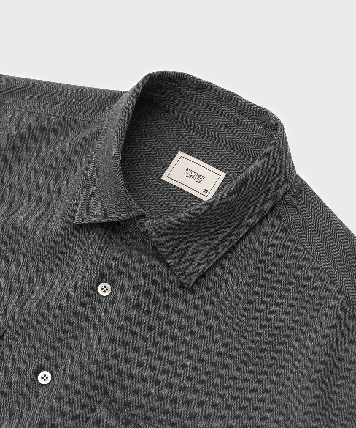 어나더 오피스(ANOTHER OFFICE) Volume Lanatec Shirt (Gray - Herringbone)