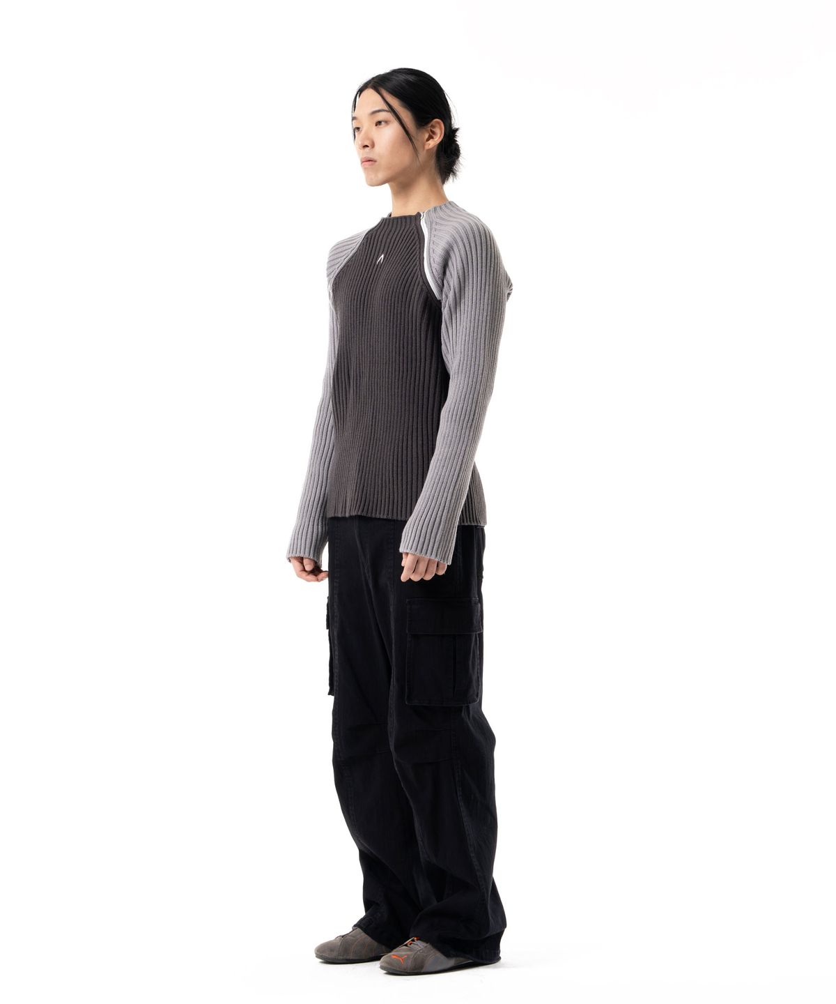 아캄(AAKAM) Washed Semi Wide Cargo Pants (Black)