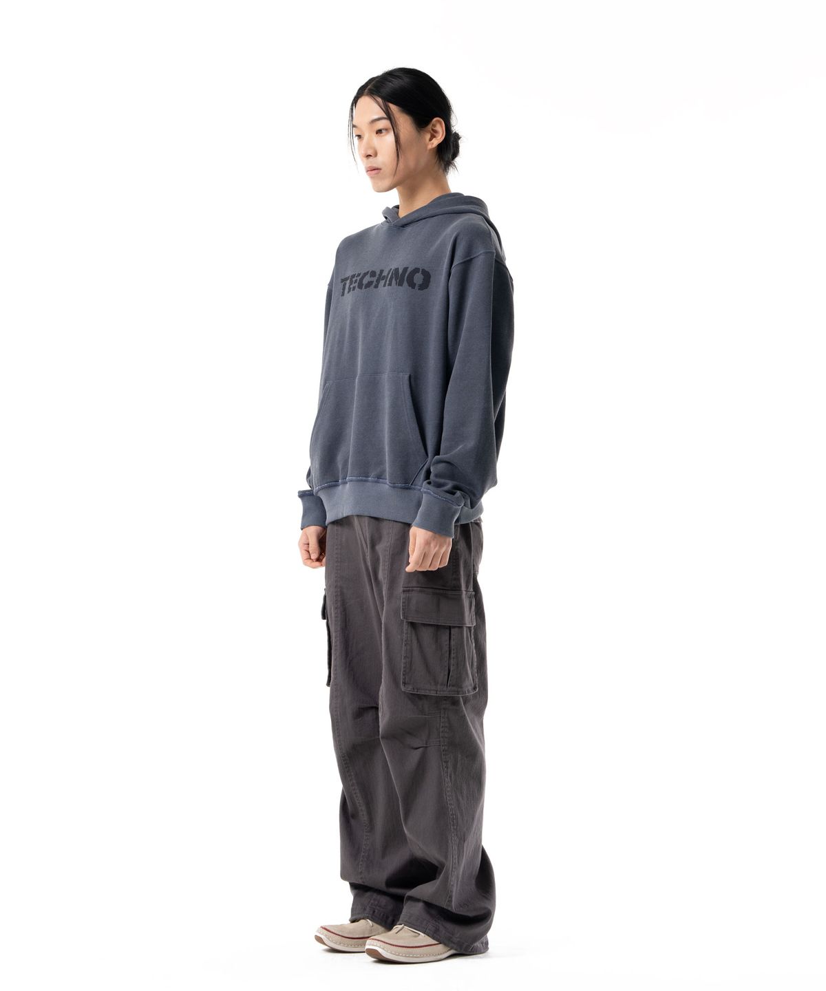 아캄(AAKAM) Washed Semi Wide Cargo Pants (Gray)