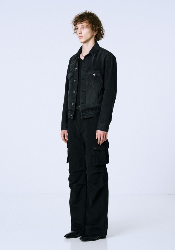 MUSINSA | SAVAGE Denim Trucker Jacket - Washed Black MUSINSA | SAVAGE Denim Trucker Jacket - Washed Black