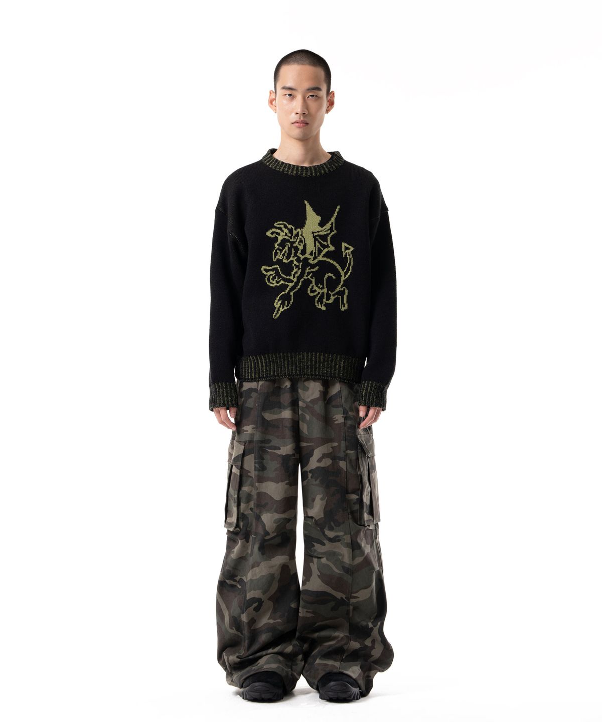 아캄(AAKAM) Devil Jacquard Knit (Black)