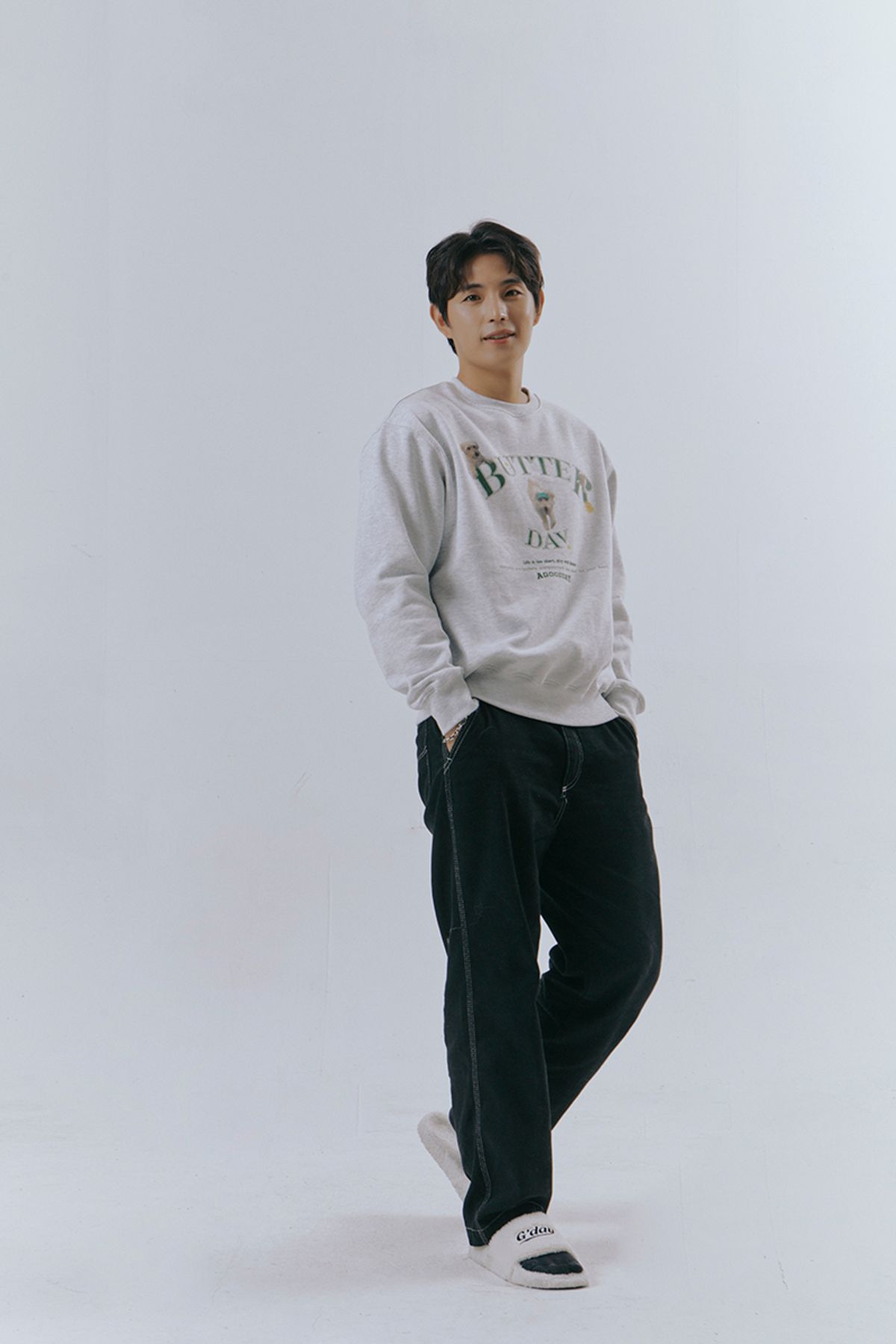 어굿데이(AGOODDAY) [UNISEX] butter sweat shirt (mellange)