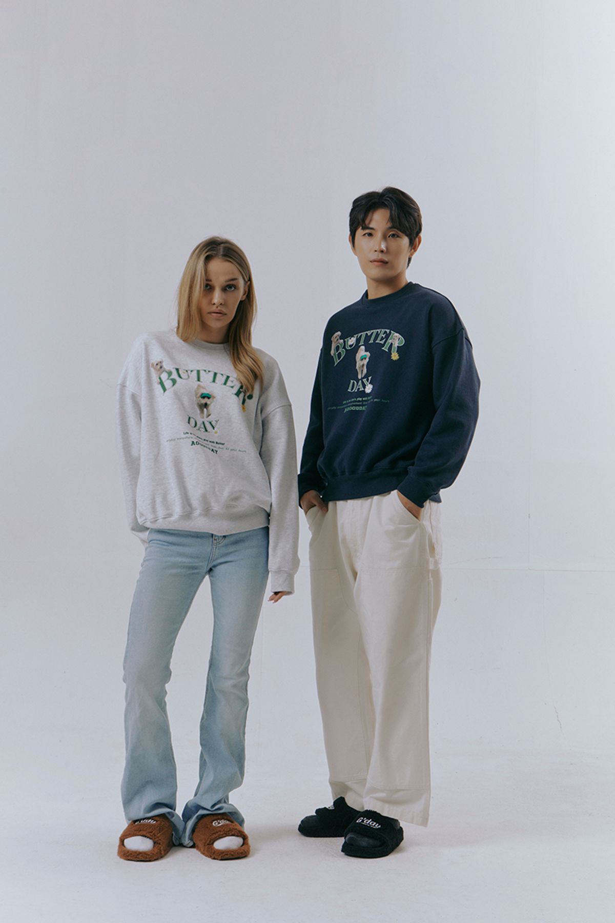어굿데이(AGOODDAY) [UNISEX] butter sweat shirt (mellange)