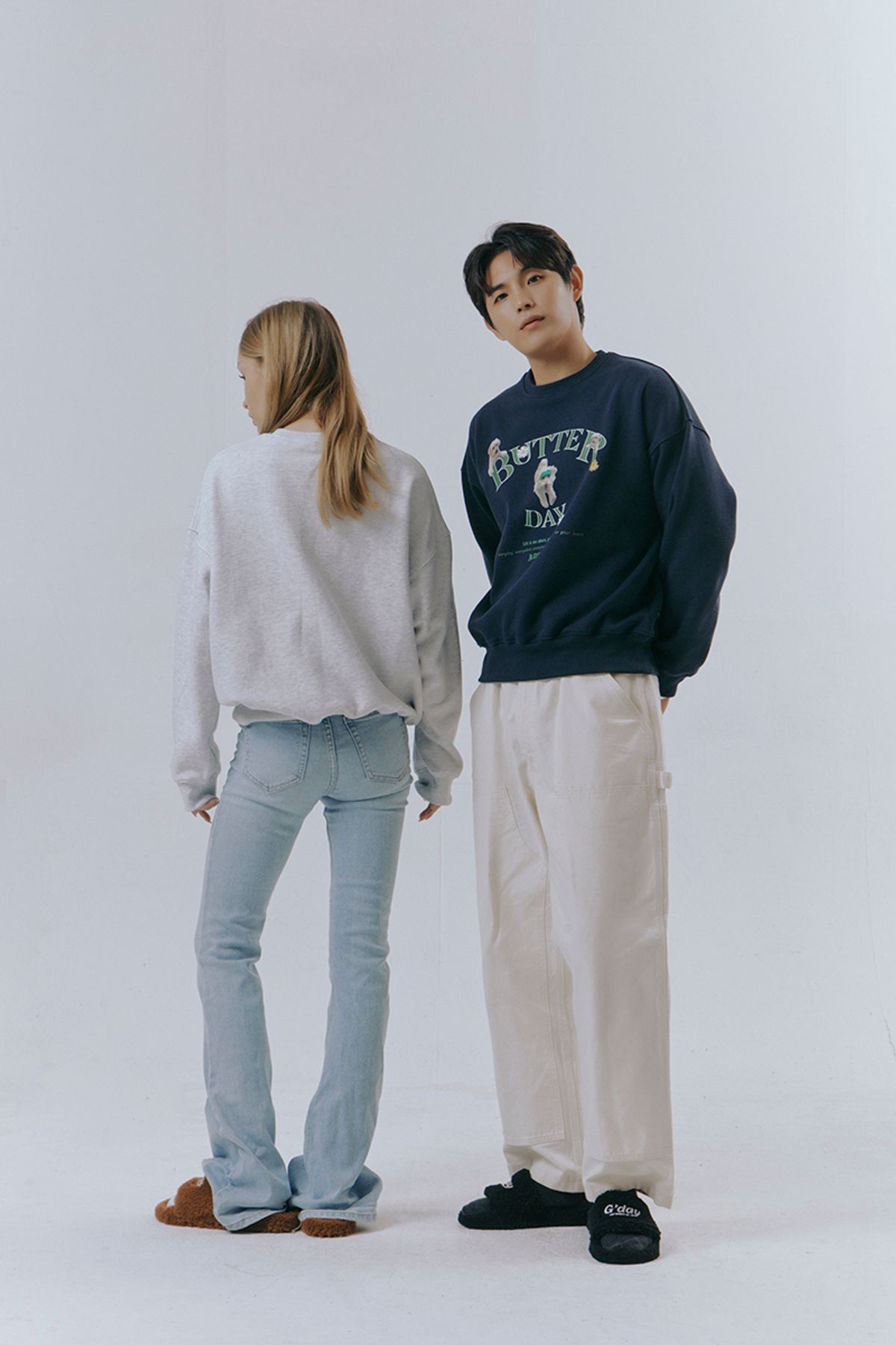 어굿데이(AGOODDAY) [UNISEX] butter sweat shirt (mellange)