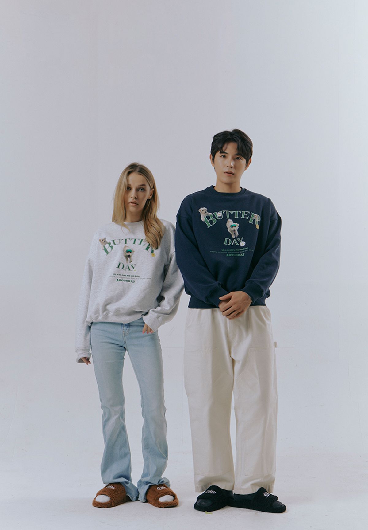 어굿데이(AGOODDAY) [UNISEX] butter sweat shirt (mellange)