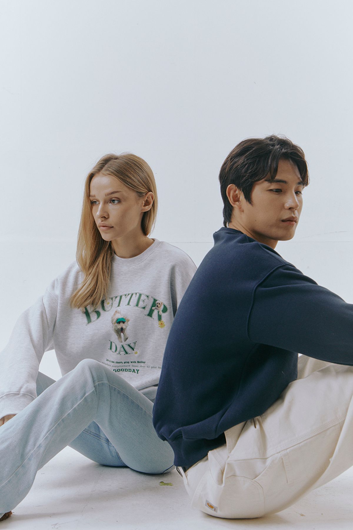 어굿데이(AGOODDAY) [UNISEX] butter sweat shirt (mellange)