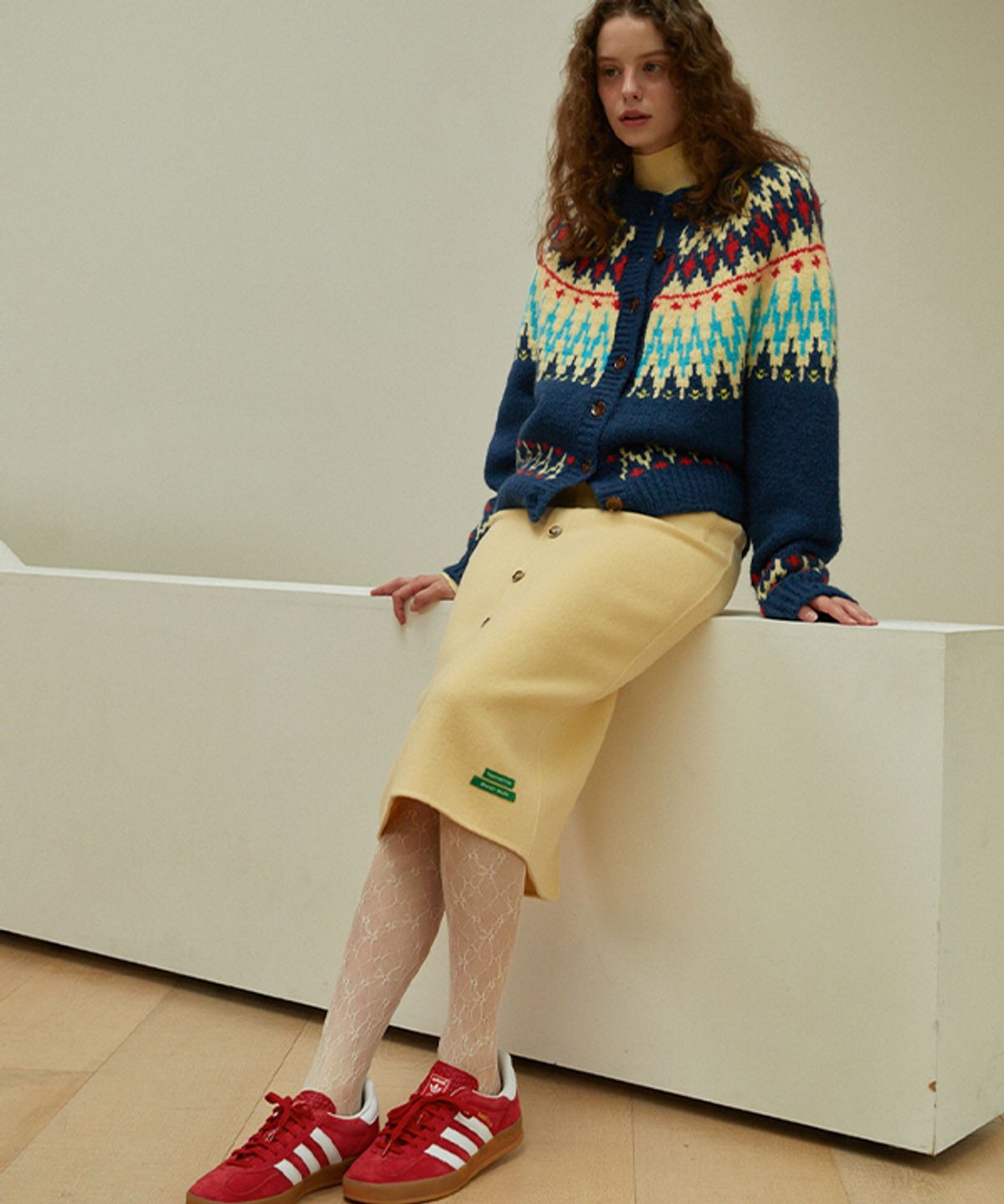 그린버터(GREENBUTTER) [handmade] Wool Pencil Pocket Skirt (Butter)