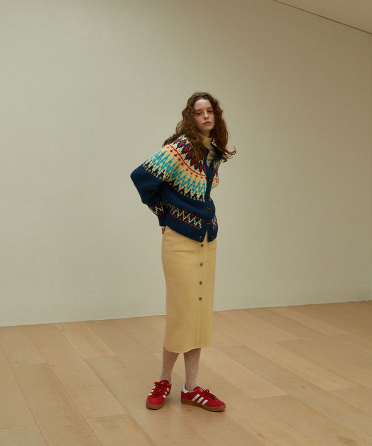 그린버터(GREENBUTTER) [handmade] Wool Pencil Pocket Skirt (Butter)