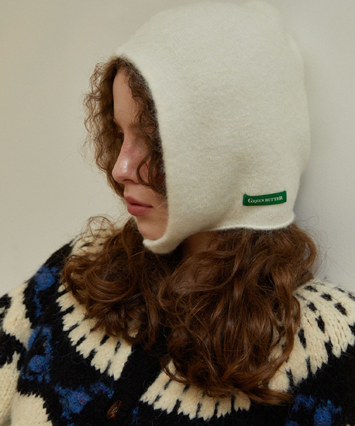 그린버터(GREENBUTTER) Superkid Mohair Balaclava (Ivory)