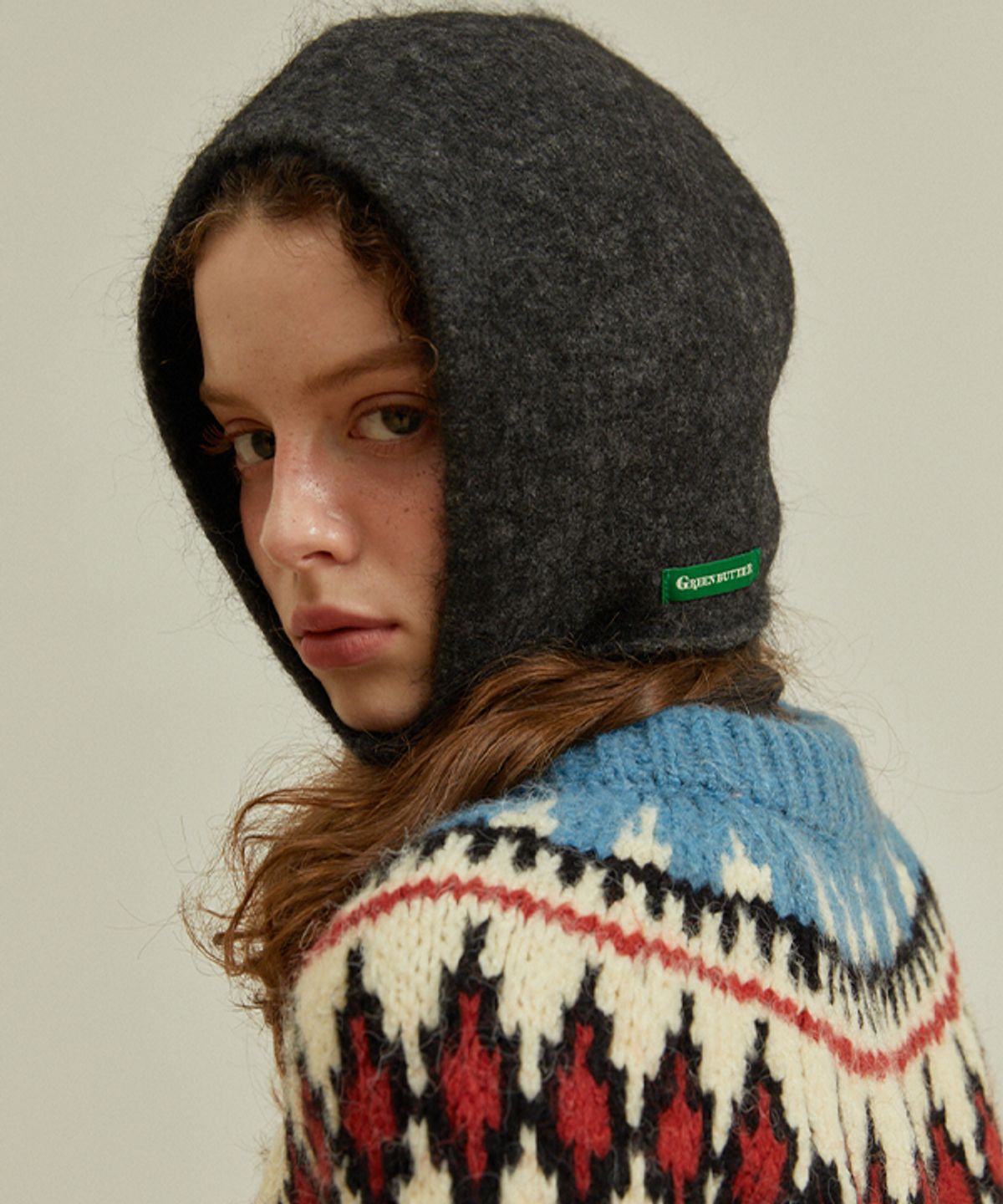 그린버터(GREENBUTTER) Superkid Mohair Balaclava (Charcoal)