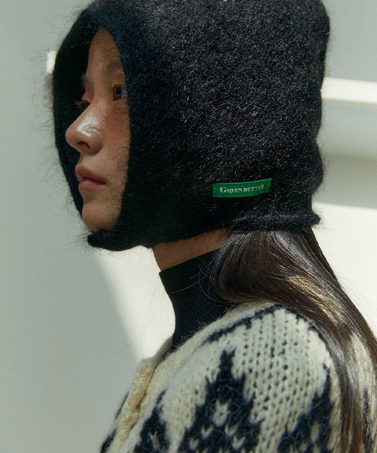 그린버터(GREENBUTTER) Superkid Mohair Balaclava (Black)