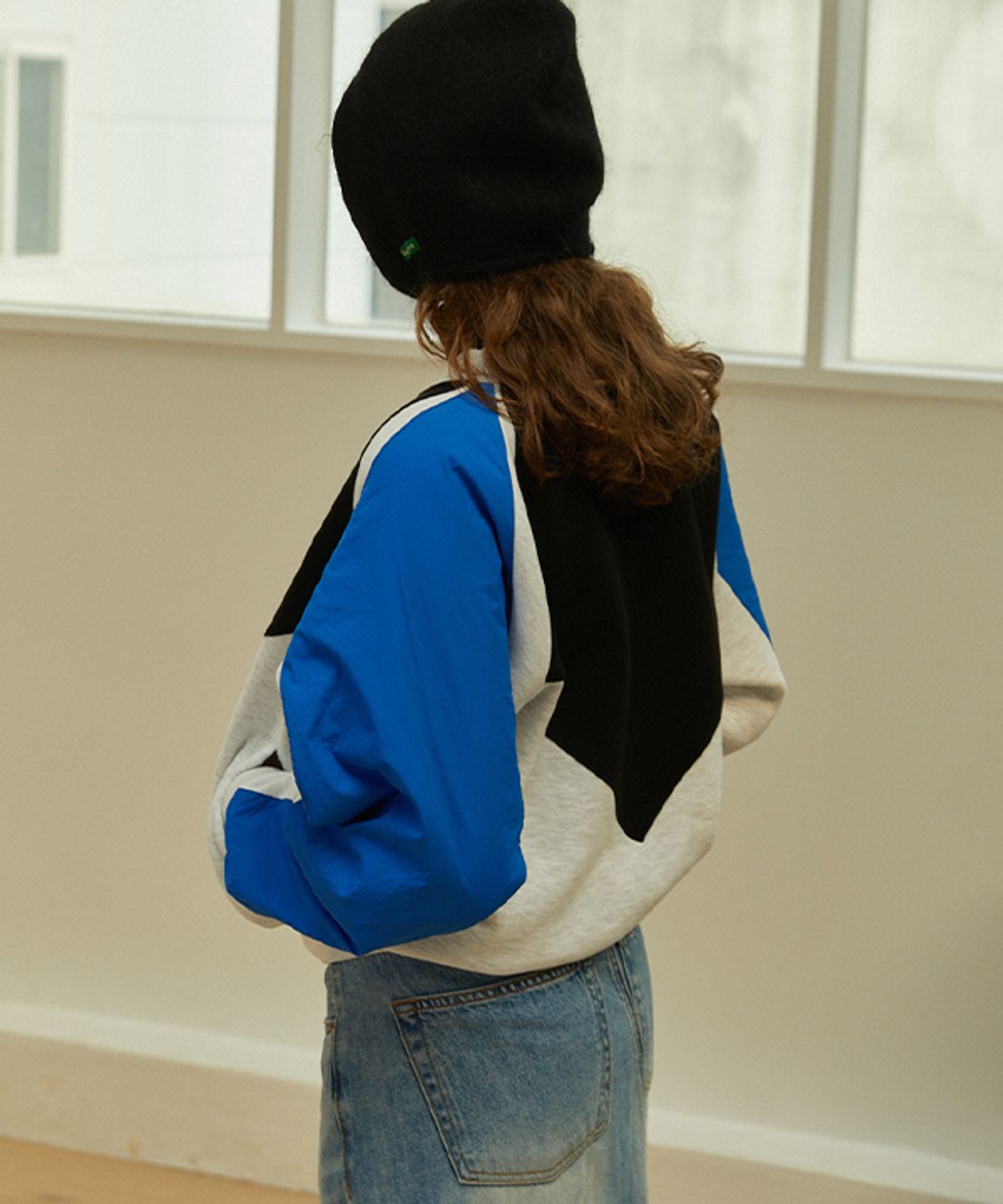 그린버터(GREENBUTTER) Wind Breaker Warm Sweat Zip-up (Melange/Blue)