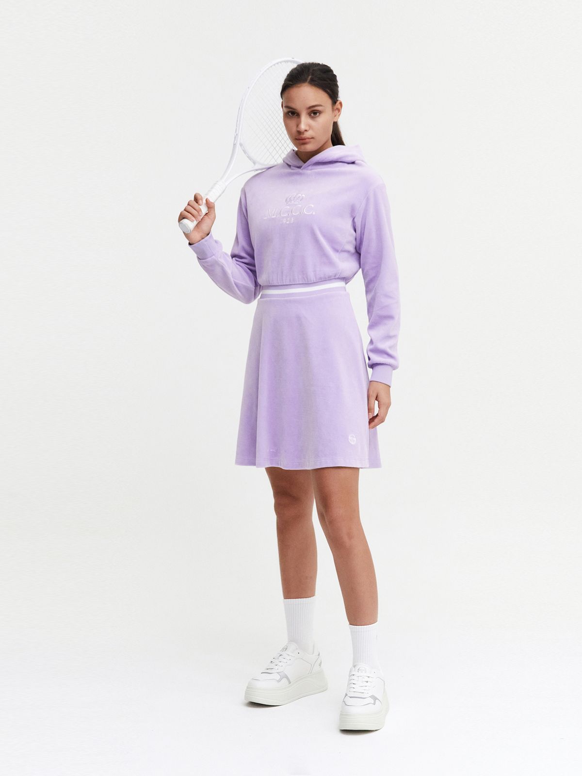 세르지오 타키니(SERGIO TACCHINI) W MC 벨벳 후드 드레스 (L.Purple)