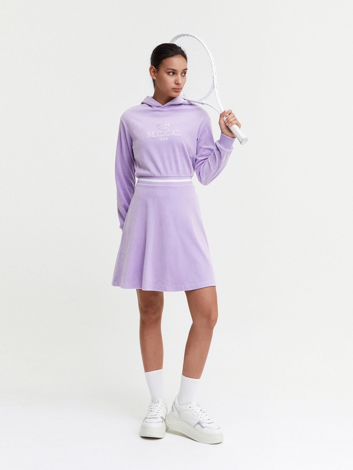 세르지오 타키니(SERGIO TACCHINI) W MC 벨벳 후드 드레스 (L.Purple)