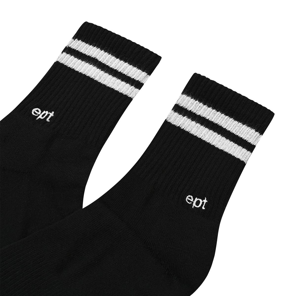 이피티(EPT) STRIPE LOGO SOCKS (BLACK/WHITE)
