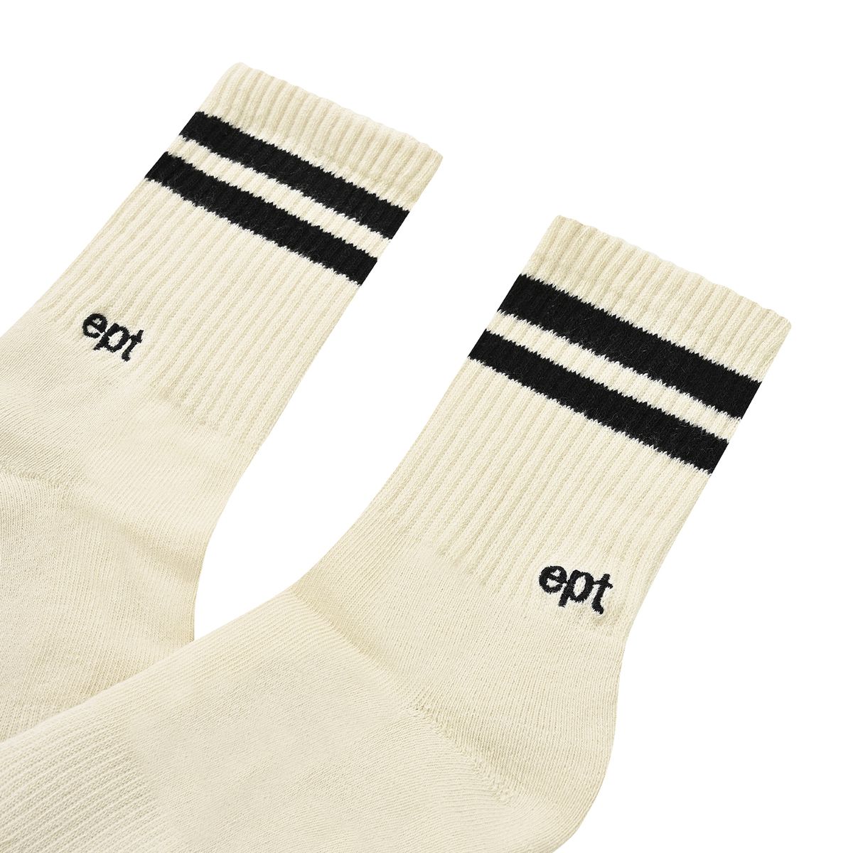 이피티(EPT) STRIPE LOGO SOCKS (IVORY/BLACK)