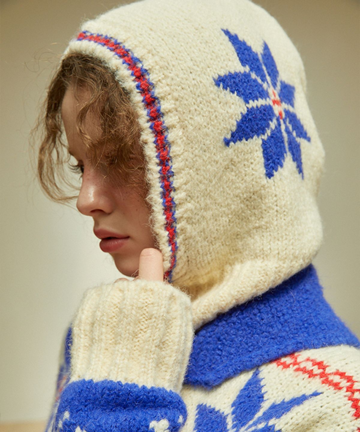 그린버터(GREENBUTTER) Snowflake Alpaca Balaclava (Cream)
