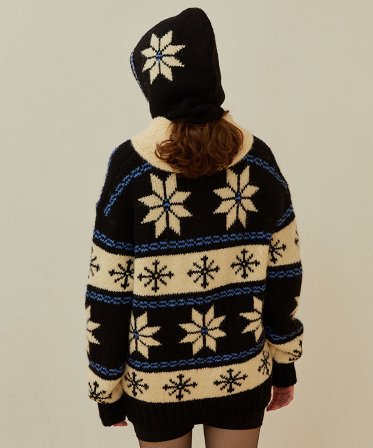 그린버터(GREENBUTTER) Snowflake Alpaca Balaclava (Black)
