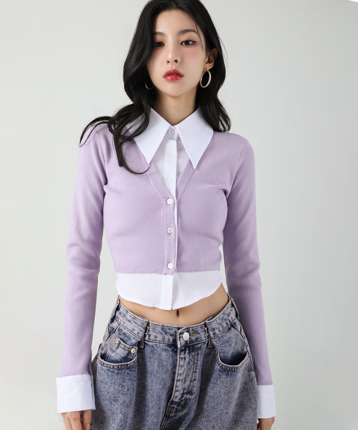 어반드레스(AVANDRESS) Shirt Layered Crop Cardigan - 5COL