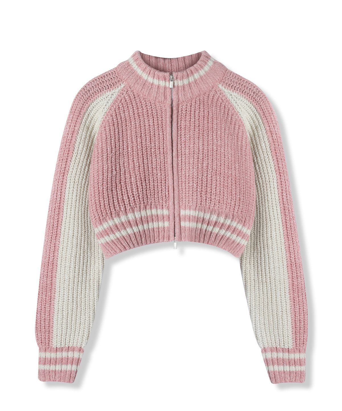 어반드레스(AVANDRESS) Block Raglan Knit Zip-up PINK