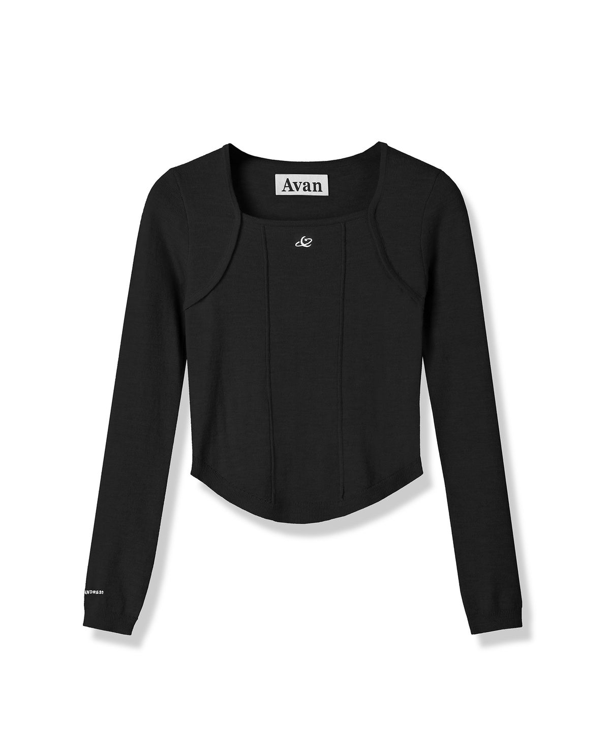 어반드레스(AVANDRESS) Square Neck Line Crop Long Sleeve Knit PINK