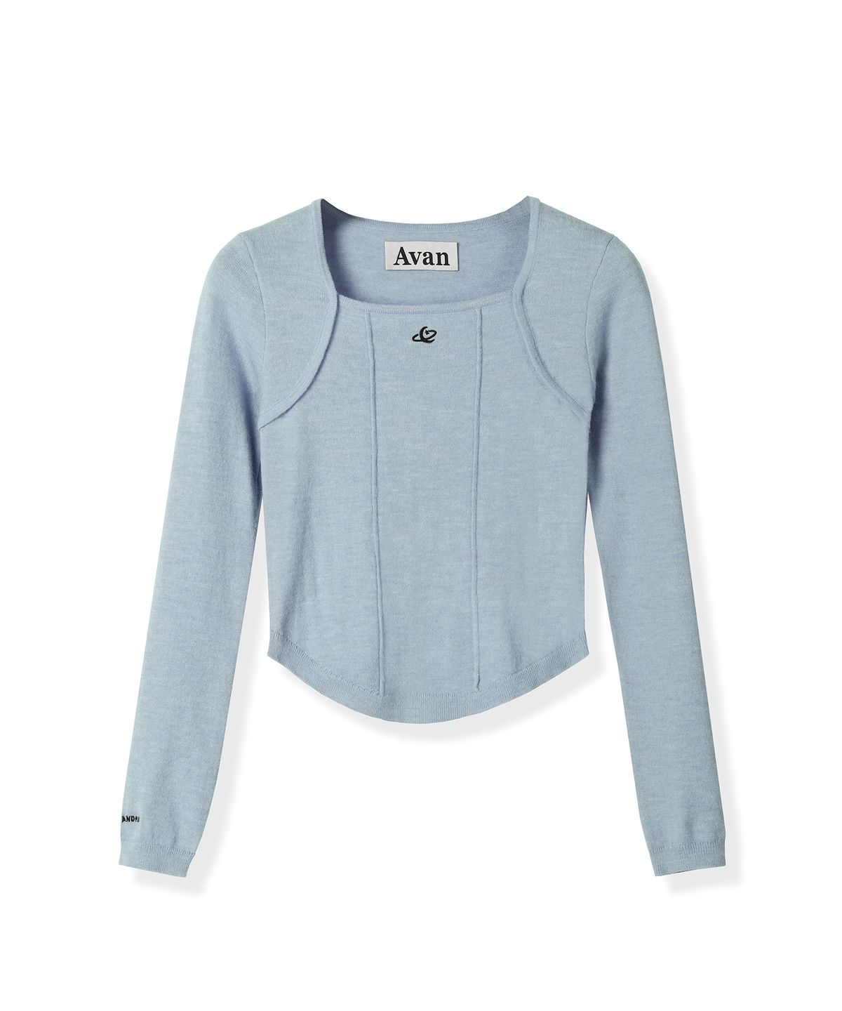 어반드레스(AVANDRESS) Square Neck Line Crop Long Sleeve Knit PINK