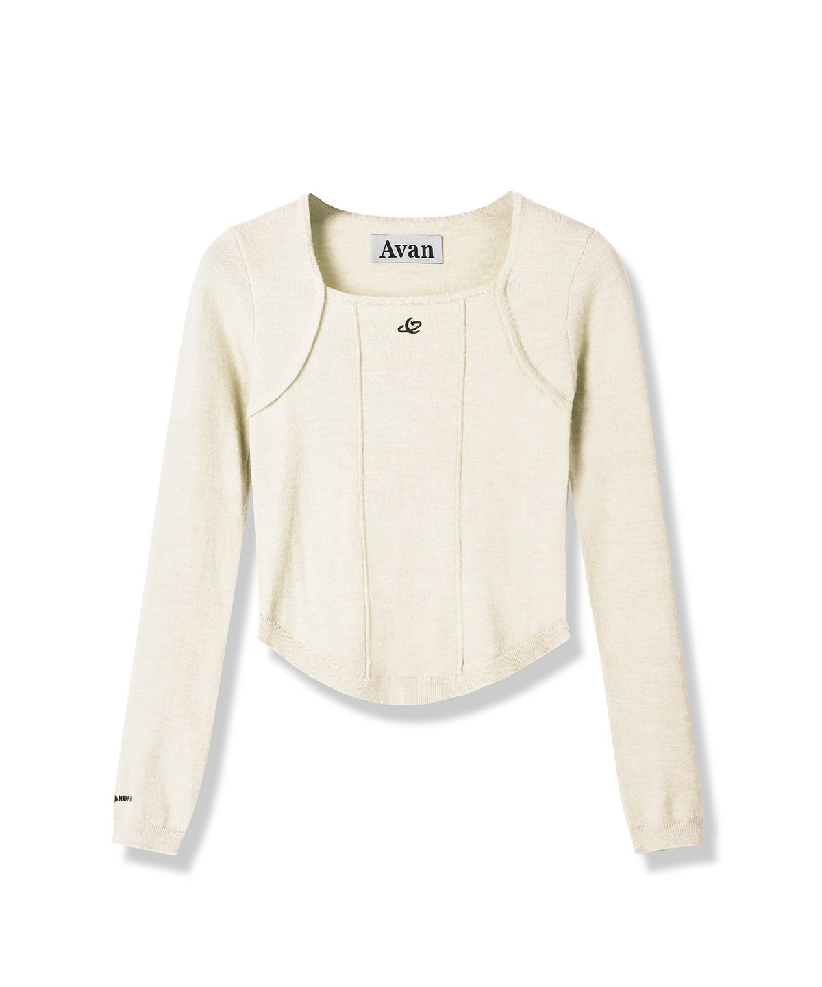 어반드레스(AVANDRESS) Square Neck Line Crop Long Sleeve Knit PINK