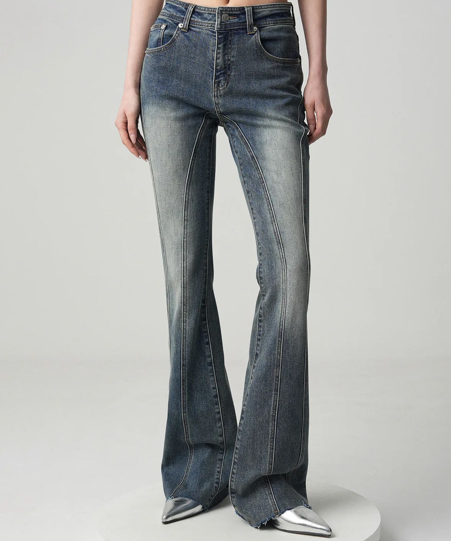 ☆AVANDRESS☆ Thin Bootscut Pants COTTON IVORY AD41PT14CIV MUSINSA | AVANDRESS Thin Bootscut Pants LIGHT BLUE
