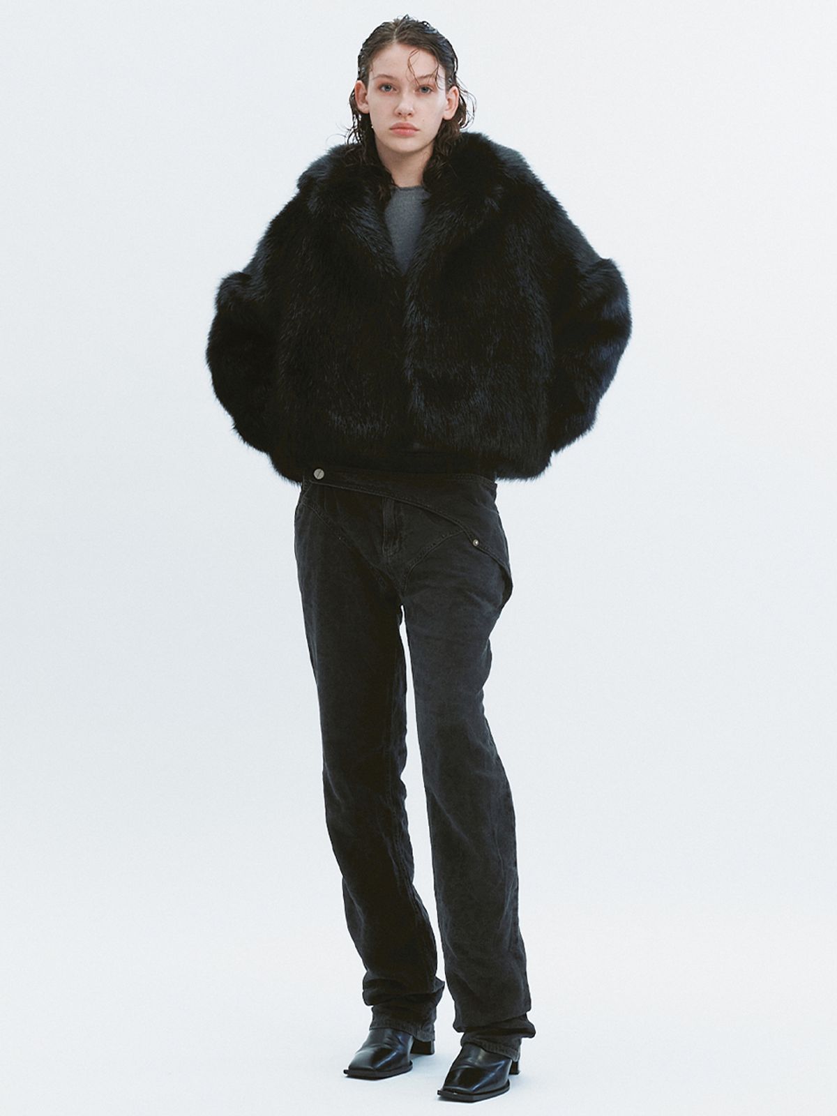 해브레스(HAVELESS) MIA FAUX FUR JACKET BLACK
