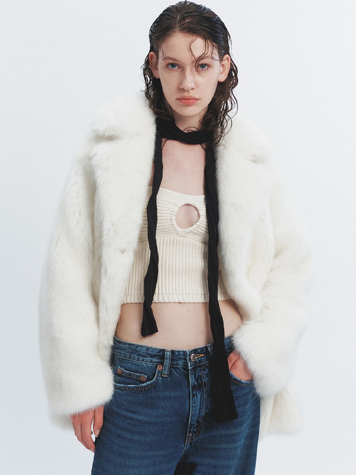 해브레스(HAVELESS) KHLOE FAUX FUR COAT WHITE