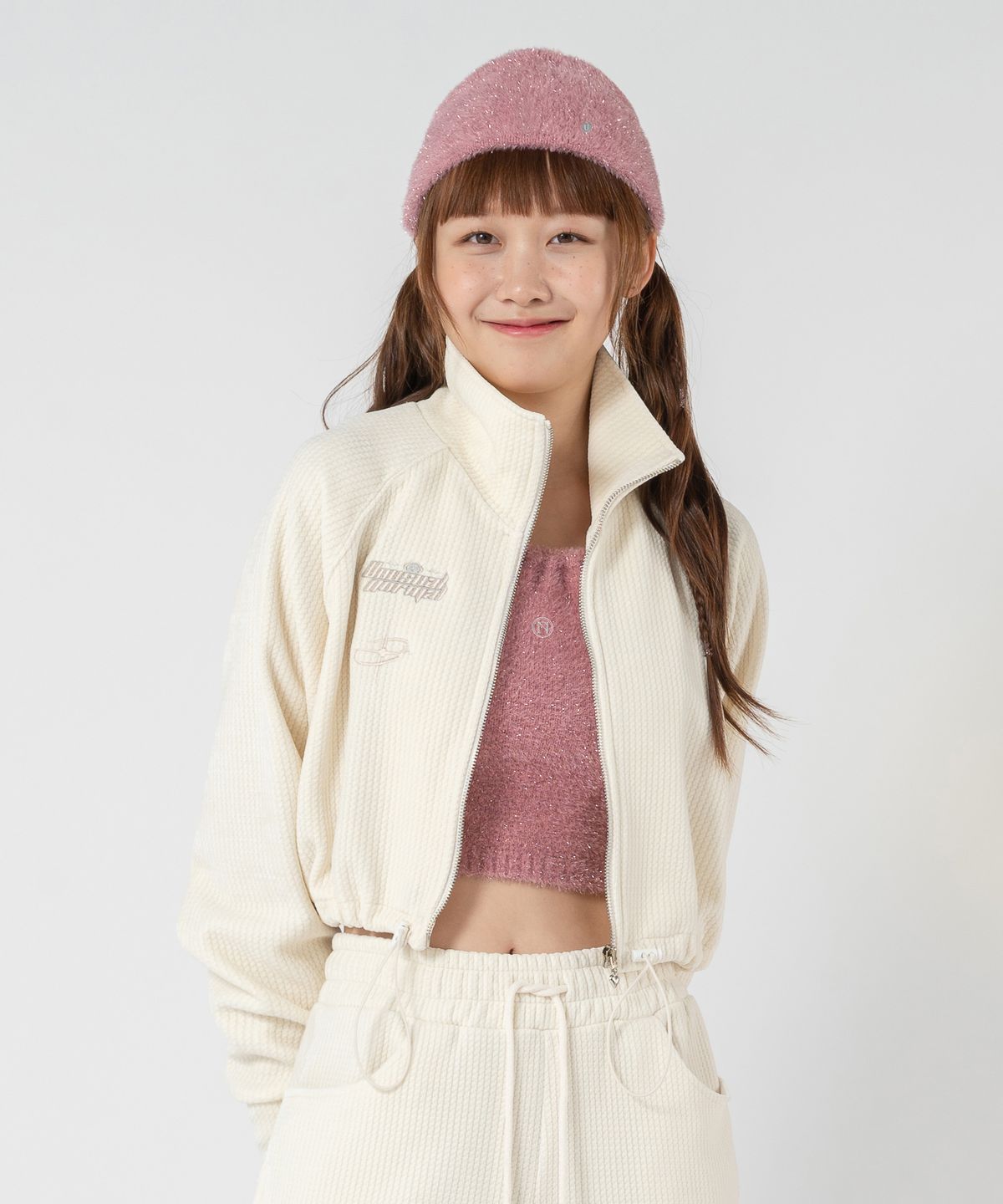 언유주얼 노말(UNUSUALNORMAL) MARTIN VELVET ZIP-UP JACKET_IVORY