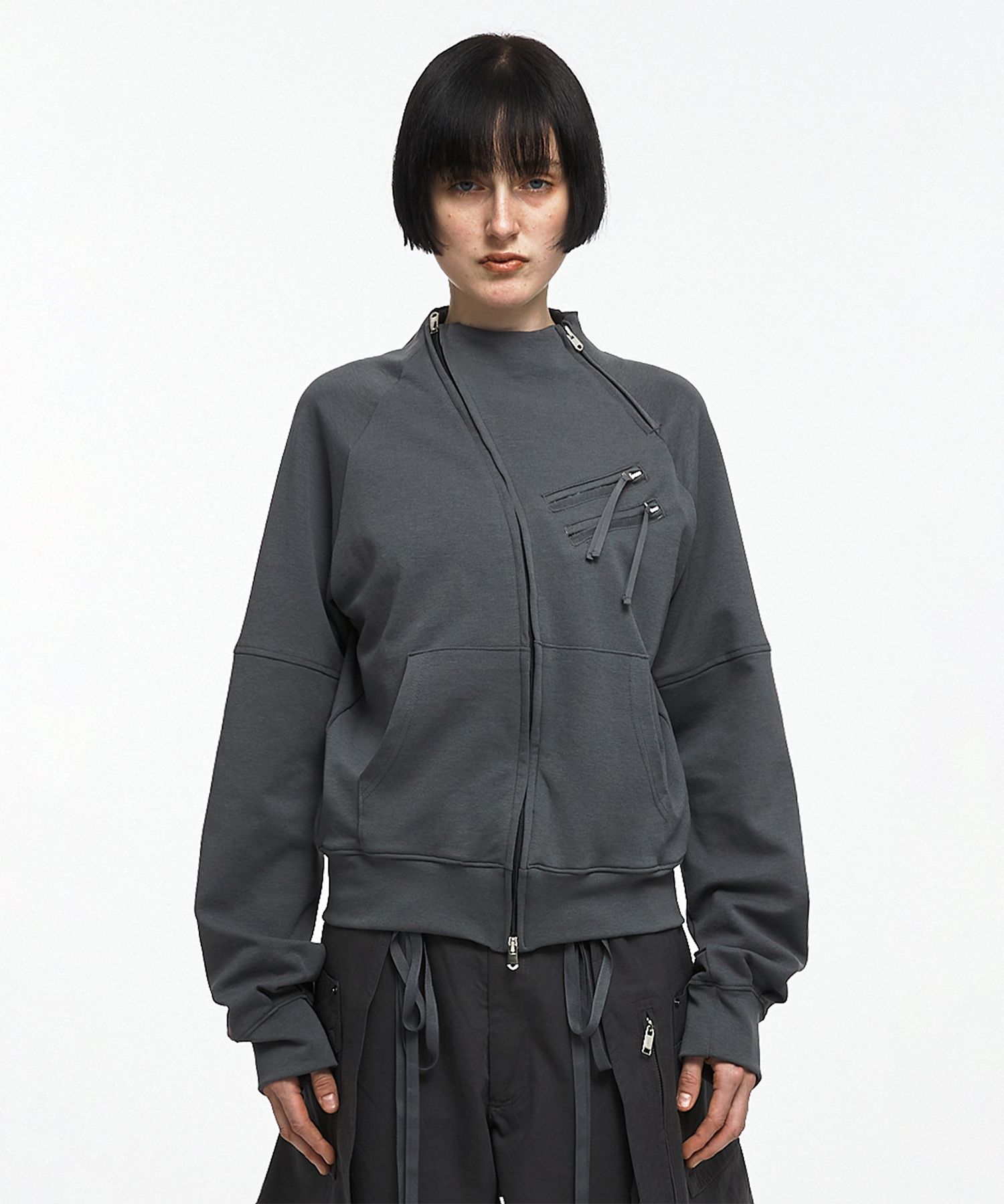 MUSINSA公式 | NACHE ZIP DETAIL TRACK JERSEY BLACK