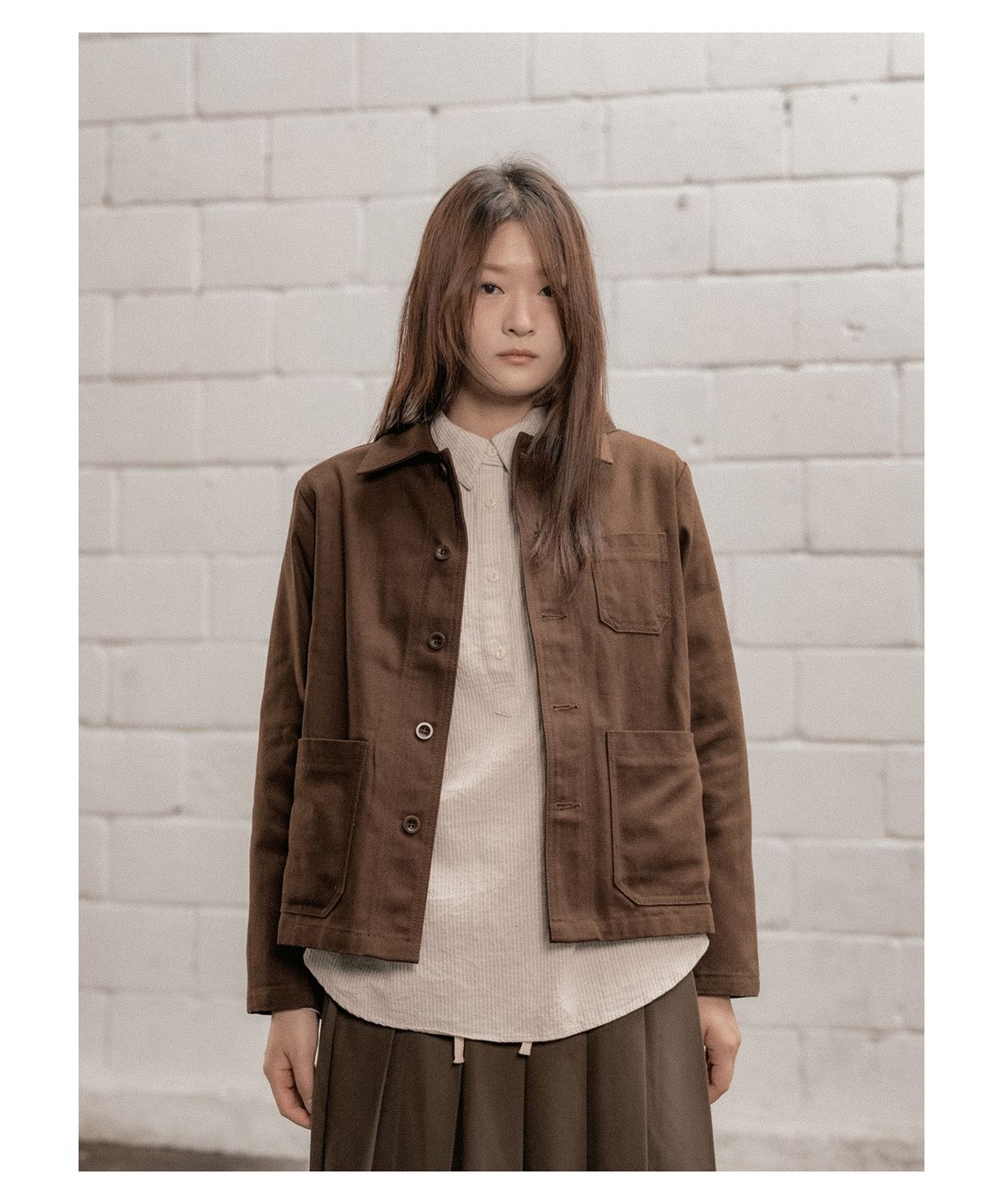 코튼벨(COTTON BELL) 면 워크자켓 - Brown