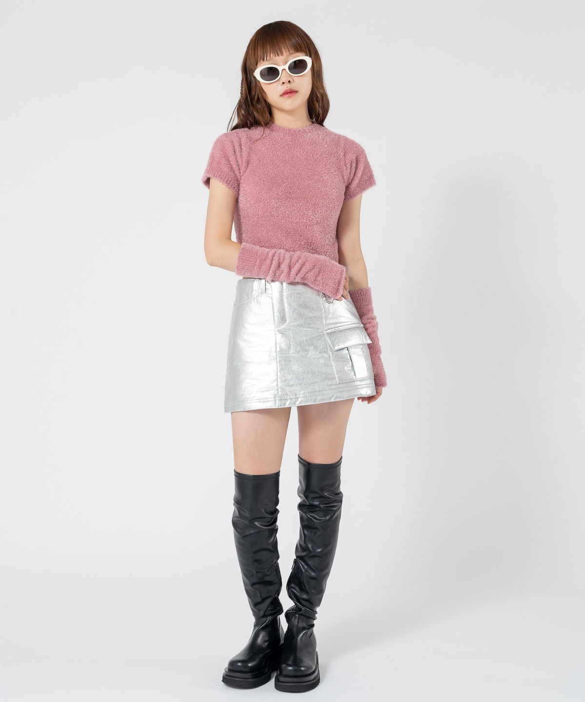 언유주얼 노말(UNUSUALNORMAL) IVE PADDING MINI CARGO SKIRT _ SILVER