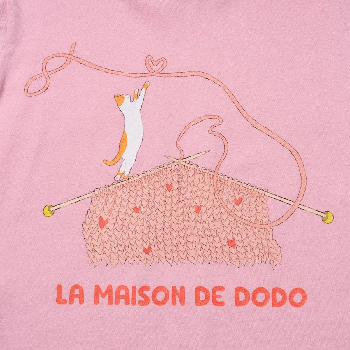라메종드도도(LA MAISON DE DODO) Simply Dodo T-Shirt with Knitting Kitten (French Pink)  긴팔티셔츠