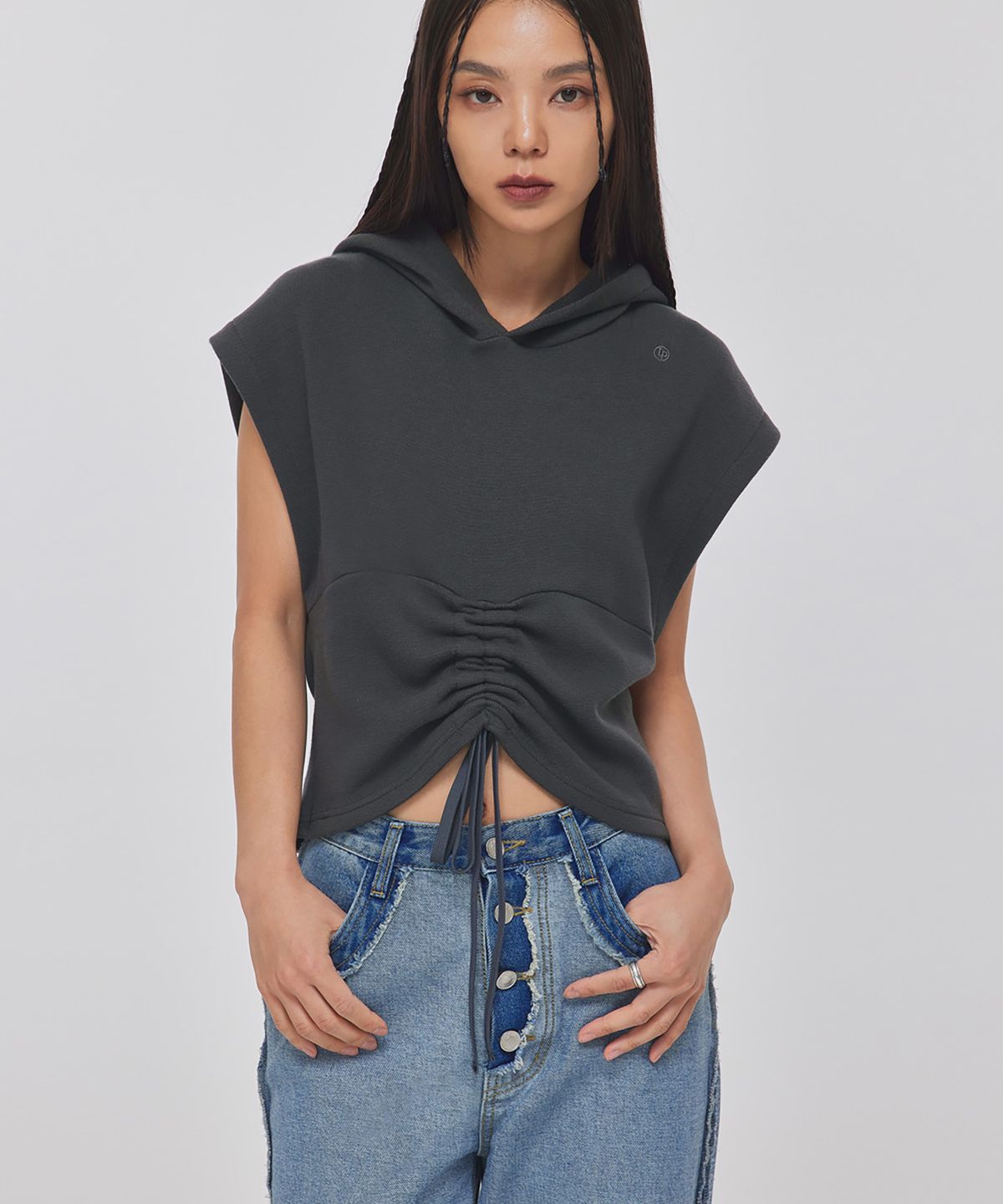 탑걸(TOPGIRL) ADJUSTABLE DRAWSTRING HOODIE VEST_T326TP123