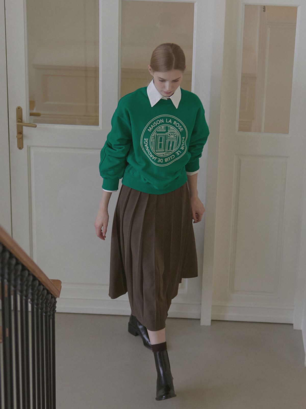 논로컬(NONLOCAL) Banding Pleats Long Skirt - Brown
