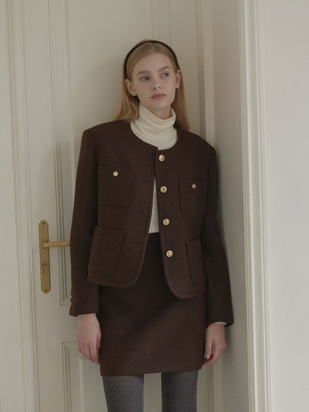 논로컬(NONLOCAL) Jane Tweed Set Up - Brown