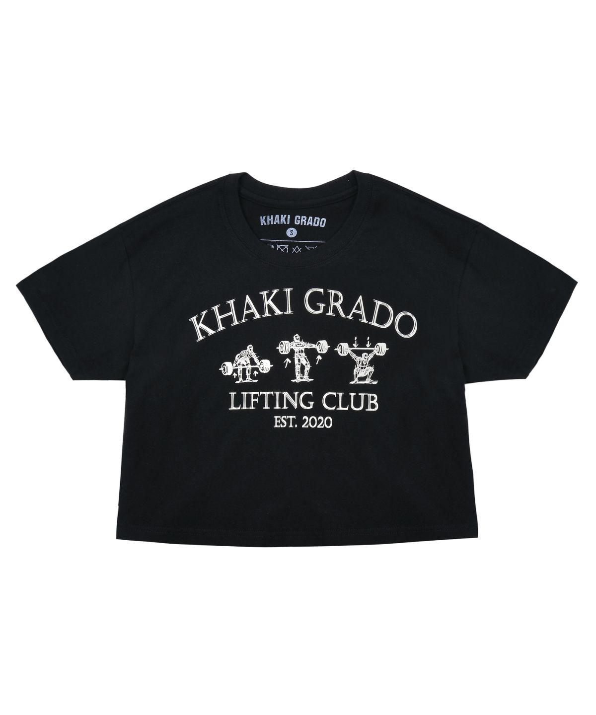 카키그라도(KHAKI GRADO) 리프팅클럽 크롭 반팔 티셔츠 (블랙)