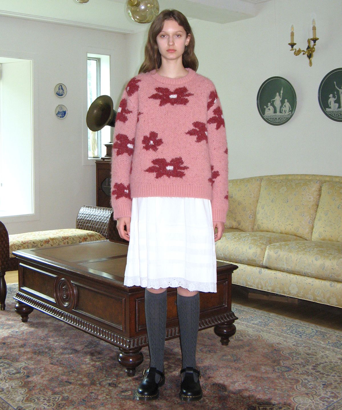 시눈(SINOON) FLOWER PULLOVER KNIT (PINK)