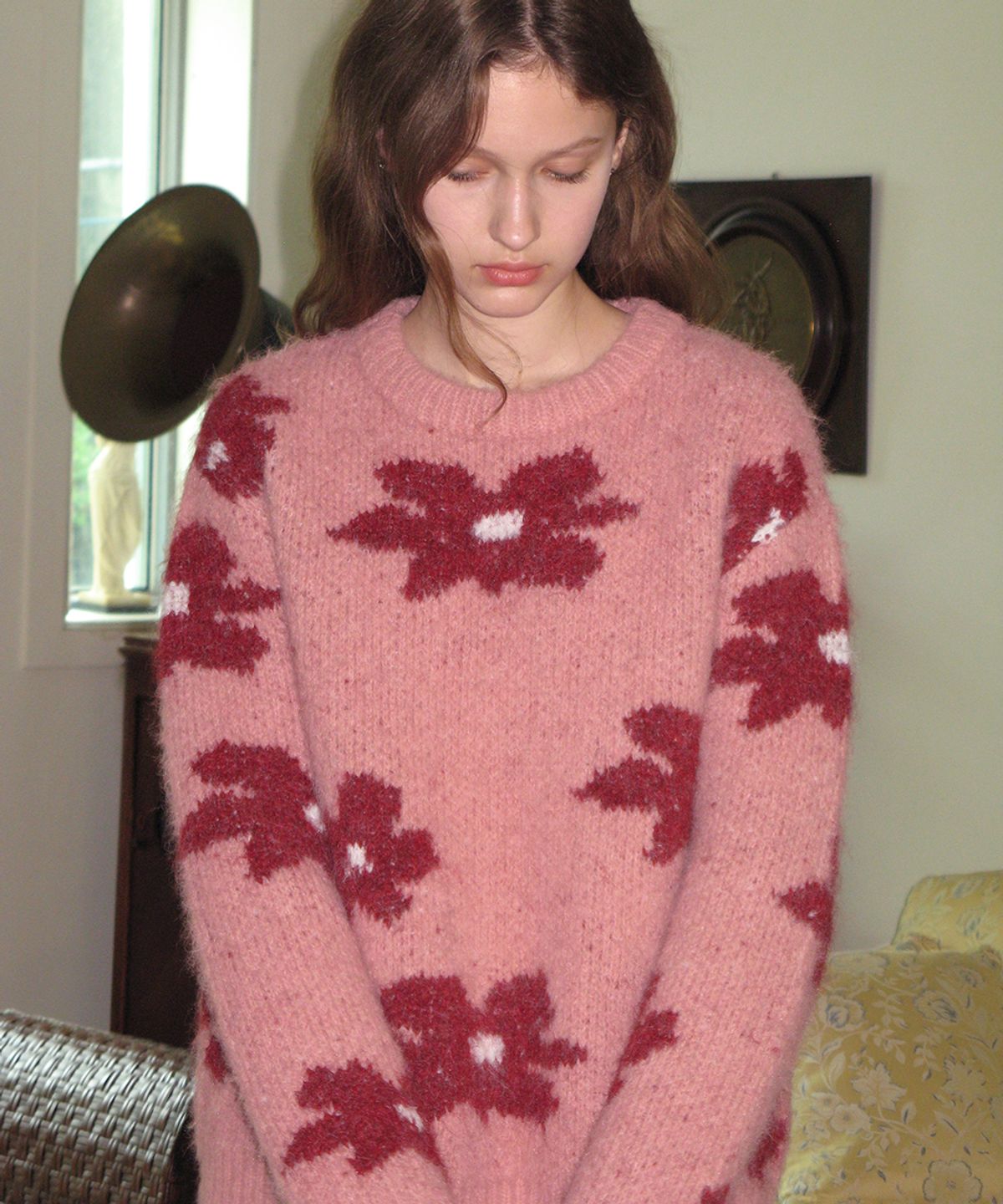 시눈(SINOON) FLOWER PULLOVER KNIT (PINK)