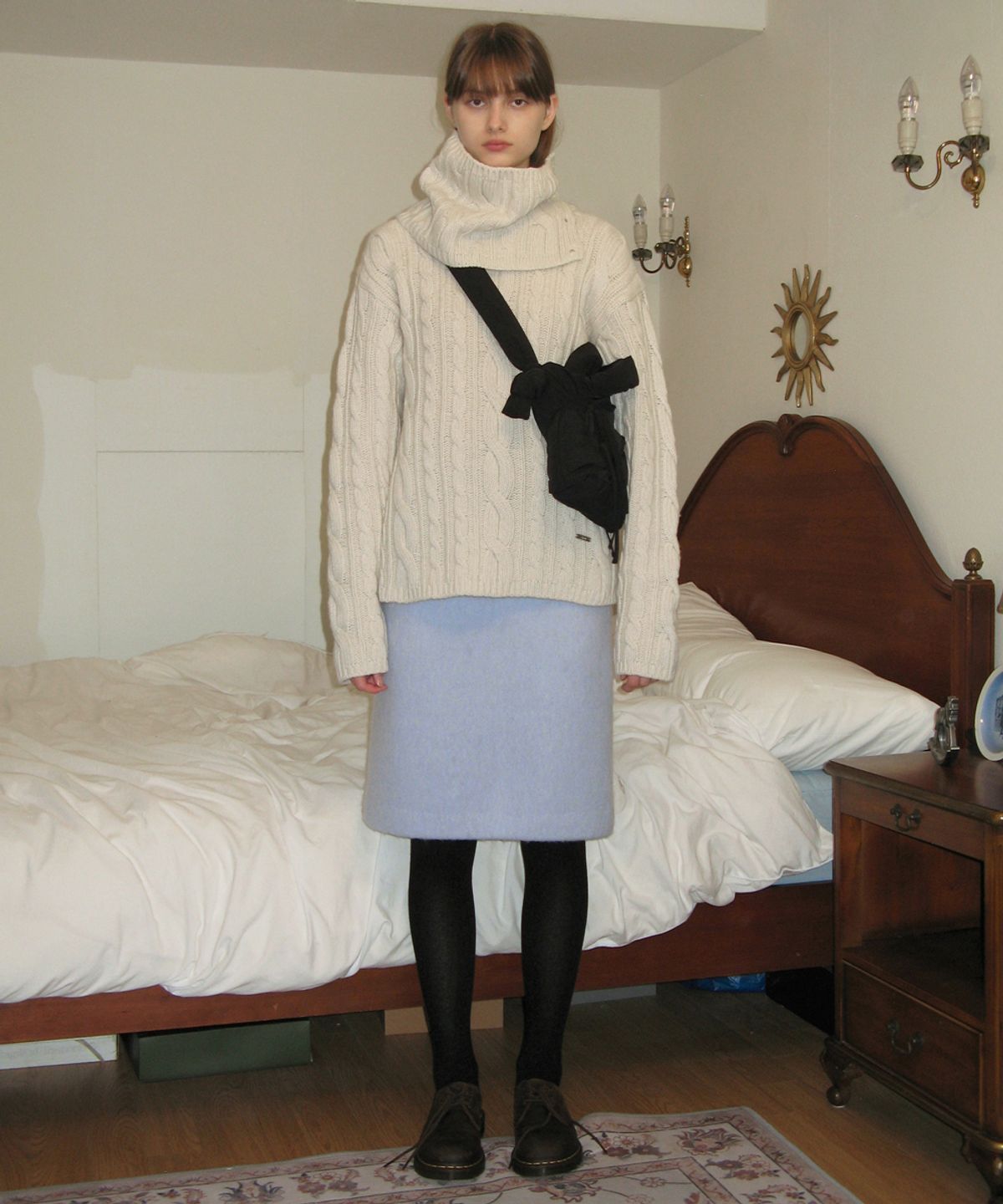 시눈(SINOON) TWO-WAY CABLE TURTLENECK KNIT (IVORY)