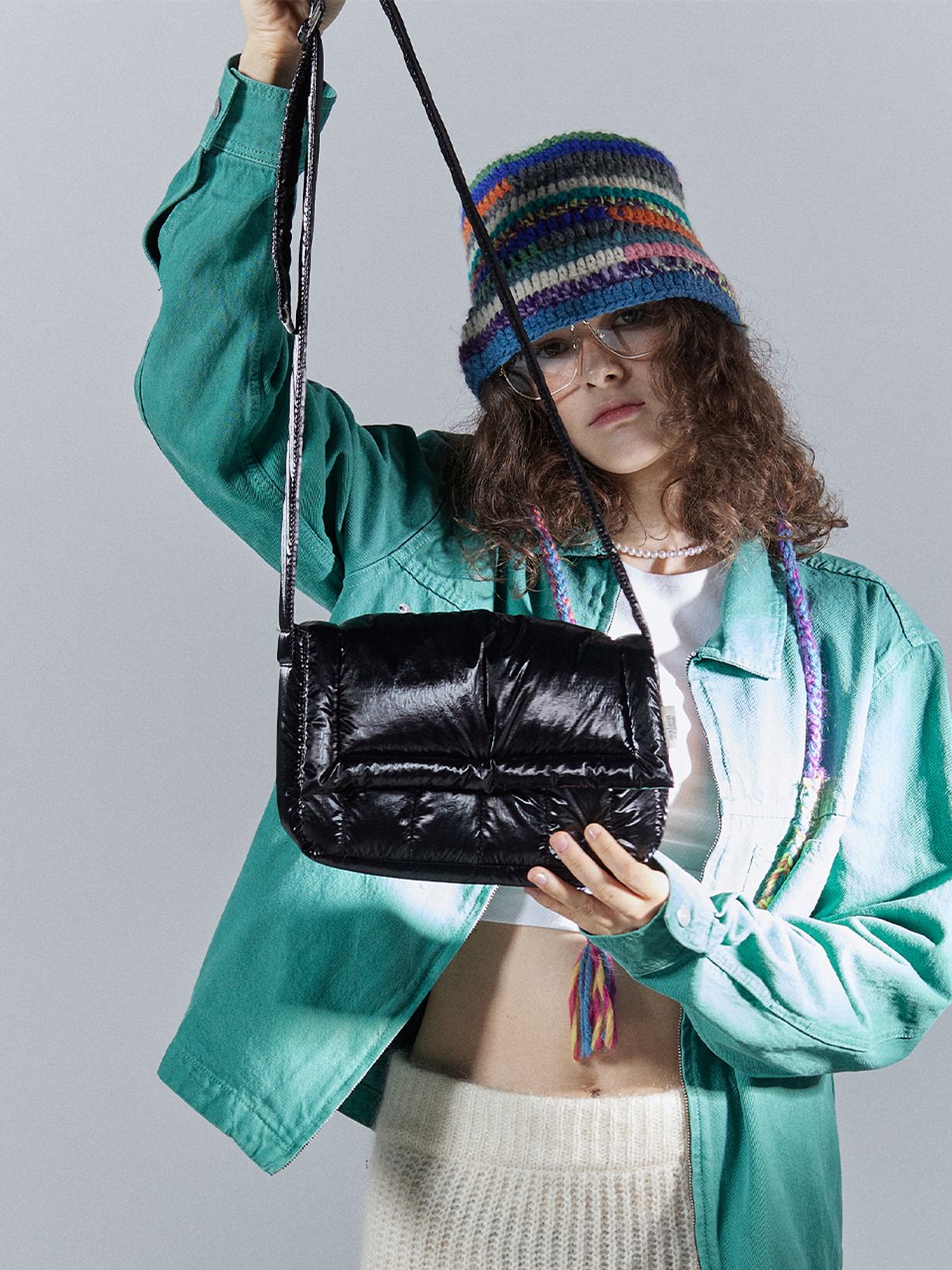 메종크렘(MAISON CREME) Canele Padding bag_ m size_Black