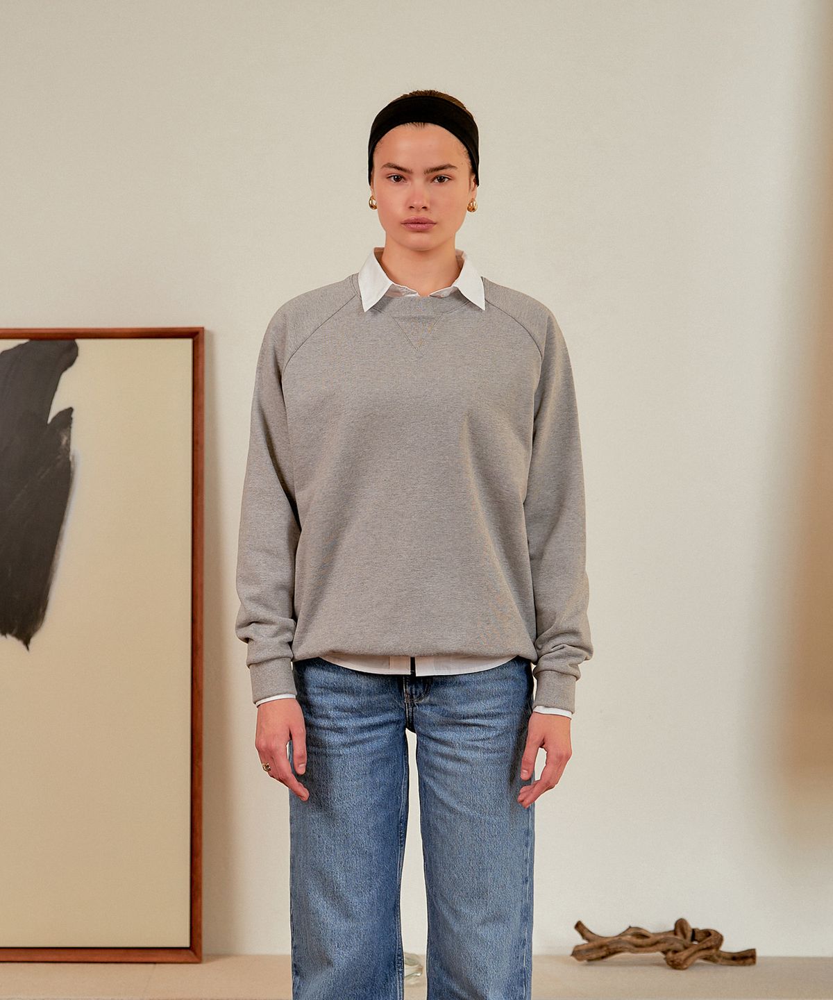 레트흐드레뚜왈(LETTRE DE LE TOILE) l’etoile back logo sweatshirt (melange grey)