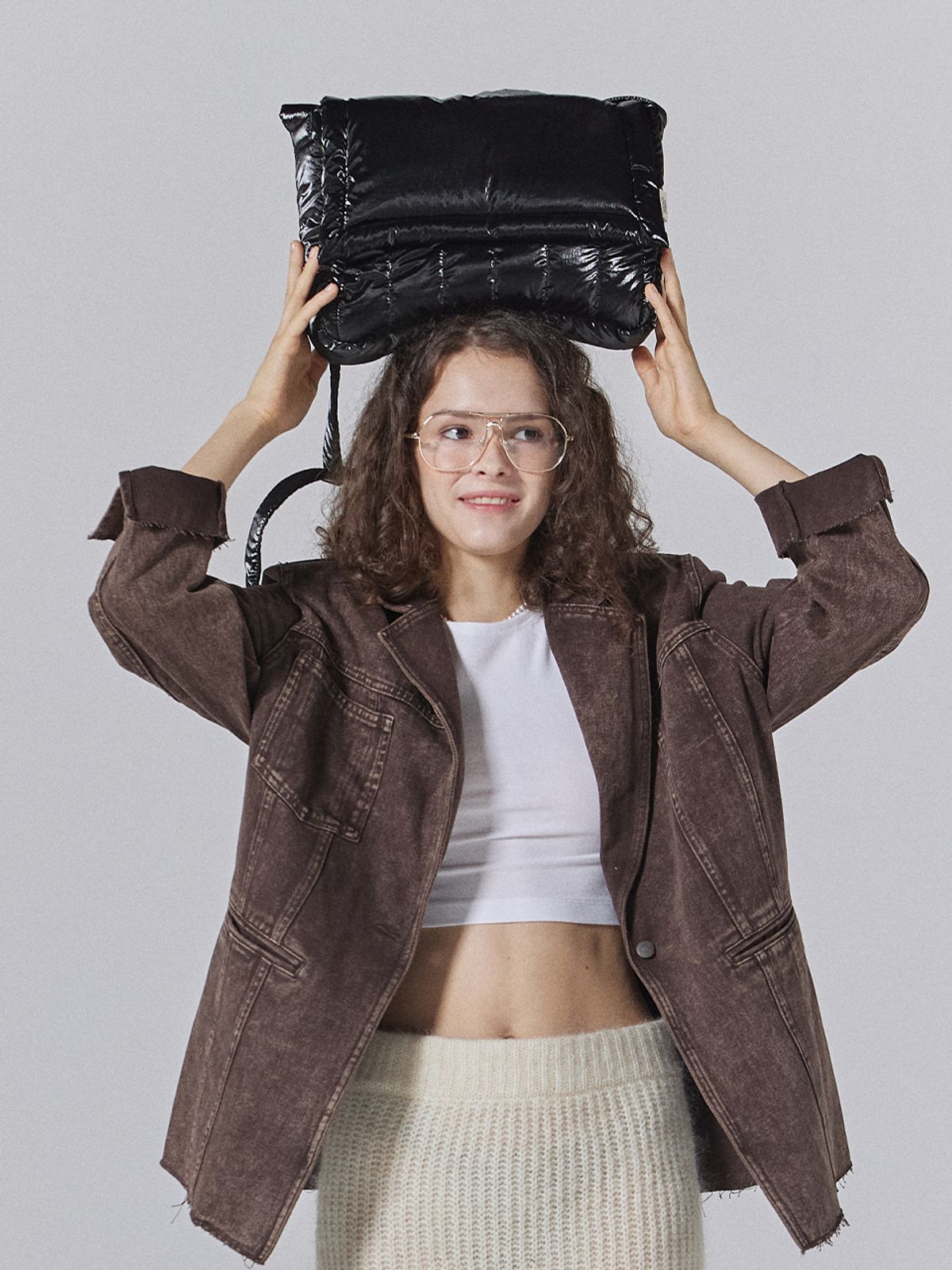 메종크렘(MAISON CREME) Canele Padding bag_ L size_Black