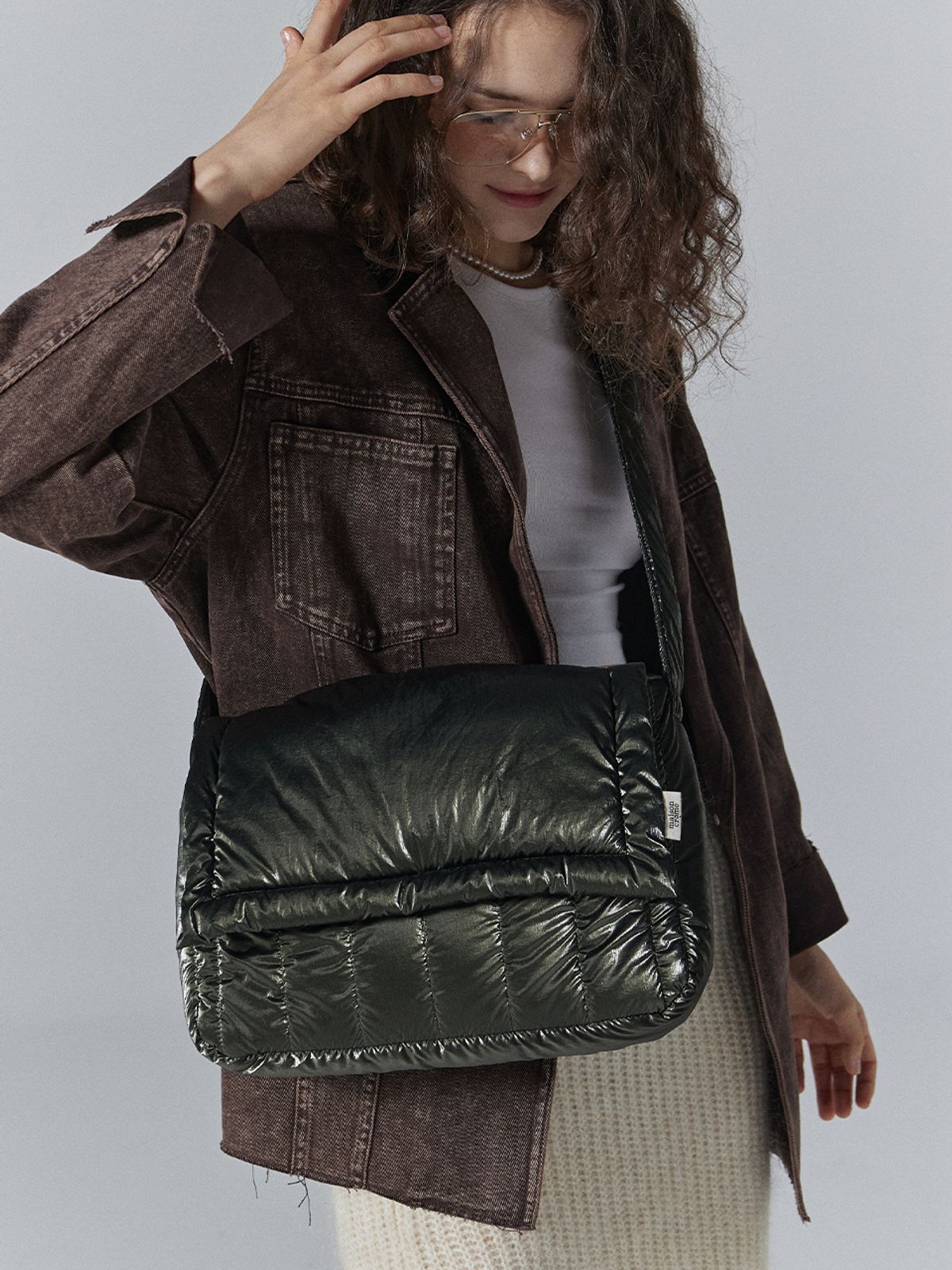 메종크렘(MAISON CREME) Canele Padding bag_ L size_Khaki