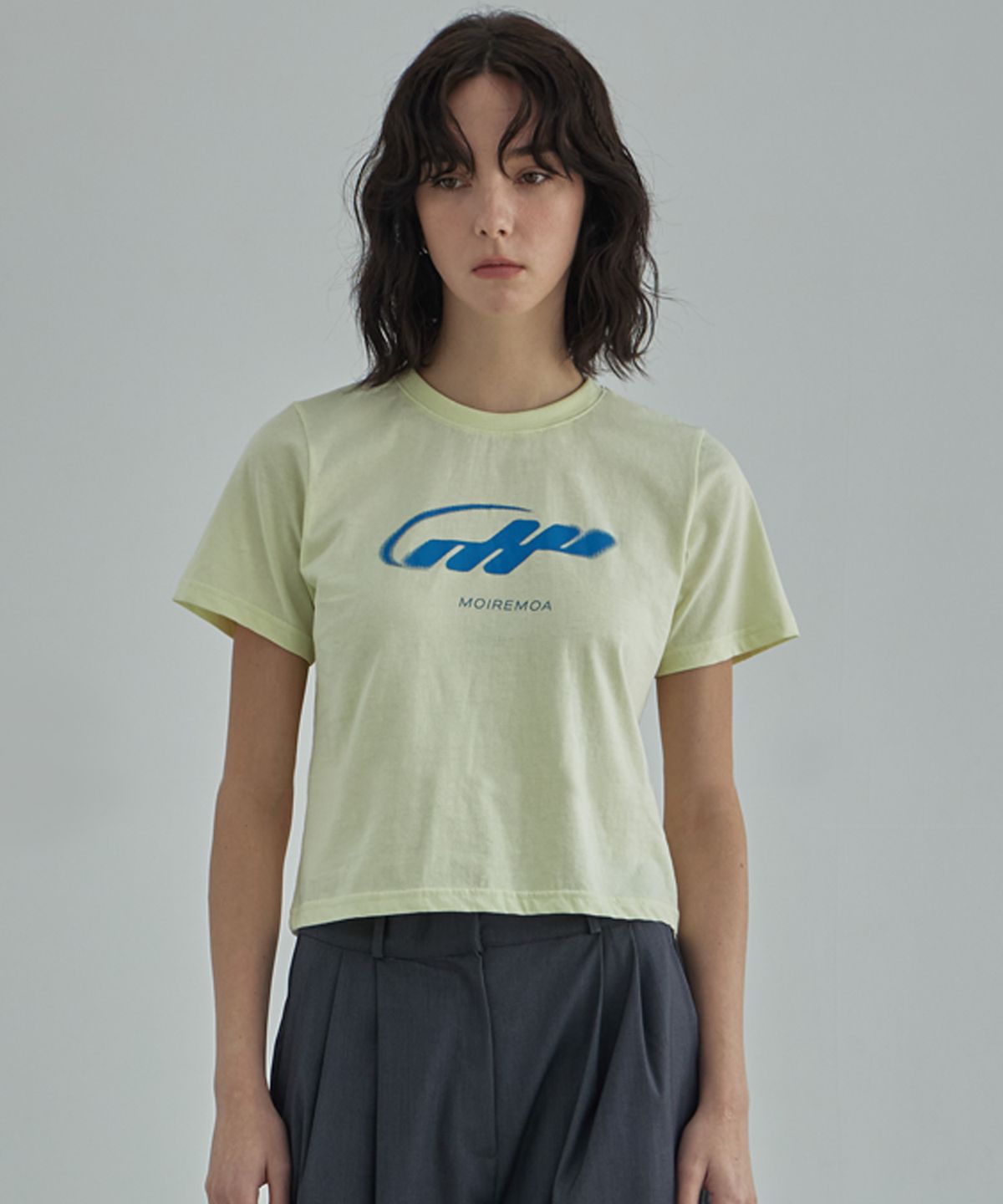 무아르모아(MOIREMOA) MM crop tee-Yellow
