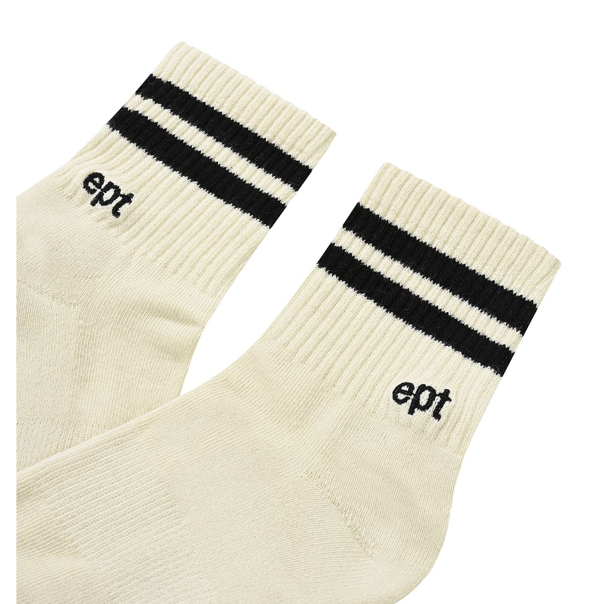 이피티(EPT) SHORT STRIPE LOGO SOCKS (IVORY/BLACK)